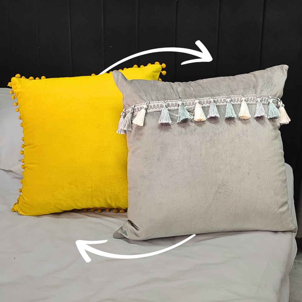 Cómo combinar cojines de colores vibrantes y neutros con adornos