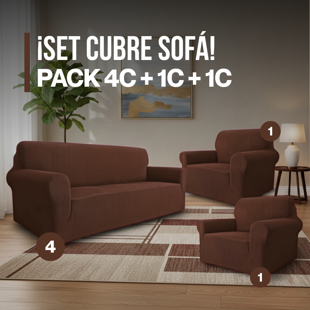 set cubre sofá textura gruesa cuadrille