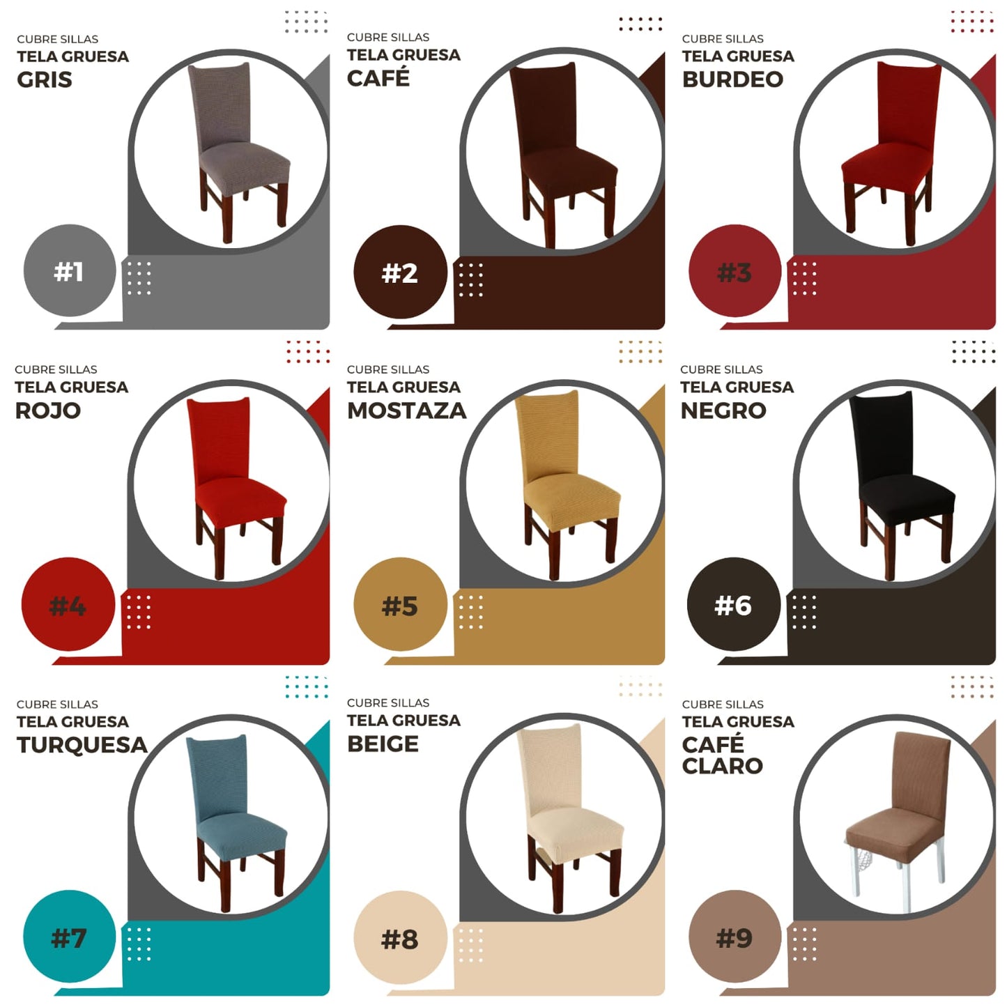 Set Fundas de sillas textura gruesa cuadrille