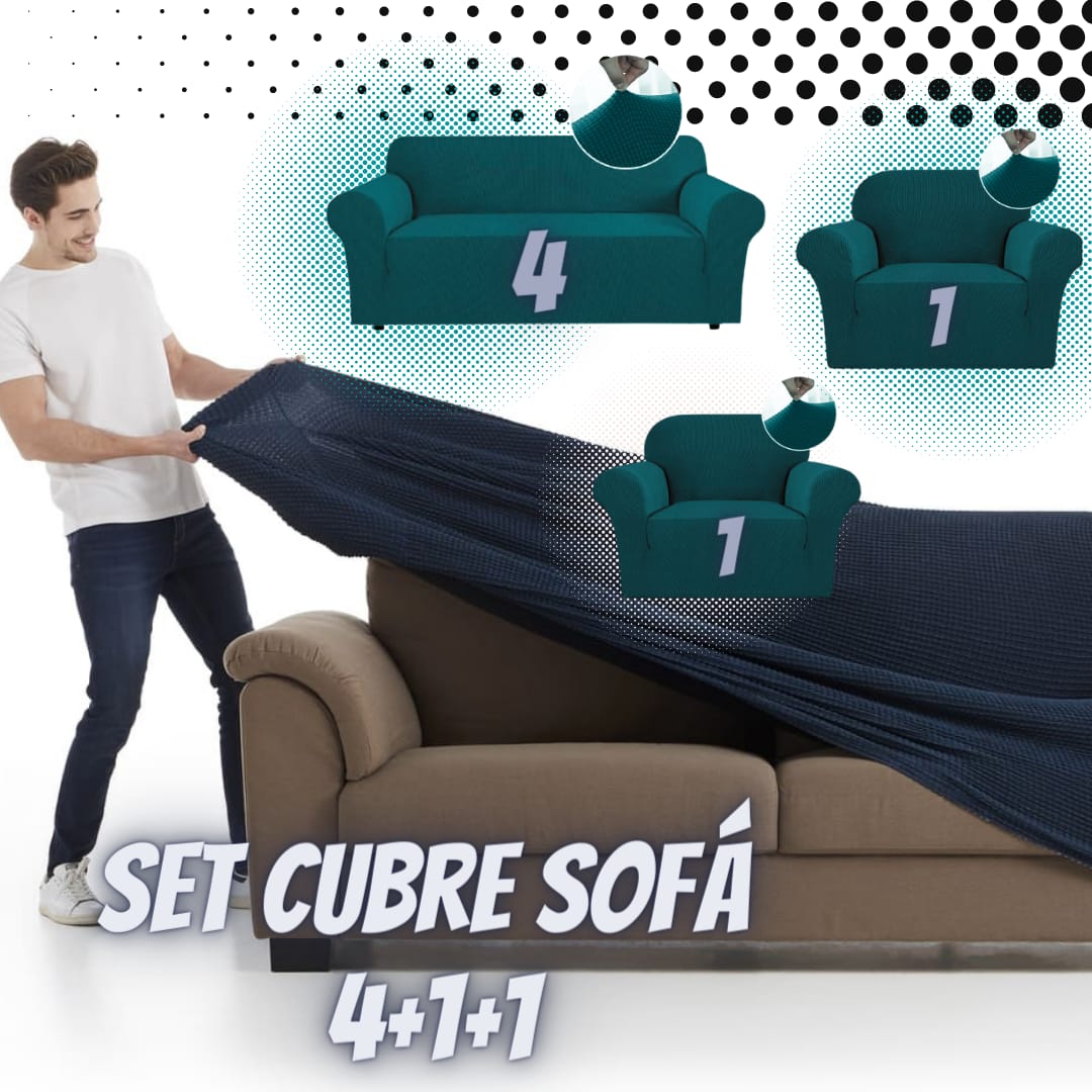 set cubre sofá textura gruesa cuadrille